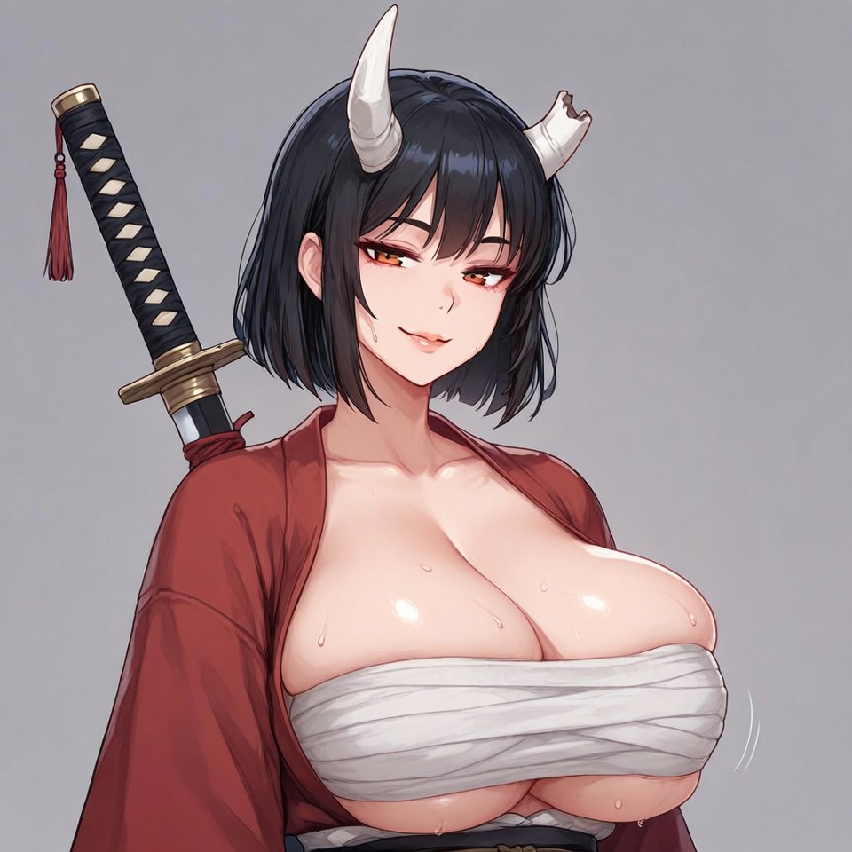 不揃い角の鬼娘